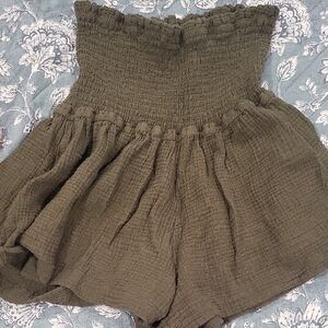 Olive Green Women's High-Waisted Shorts